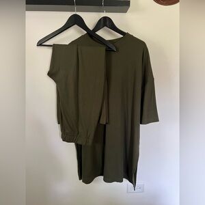 Lex Ribbed Playsuit in Olive